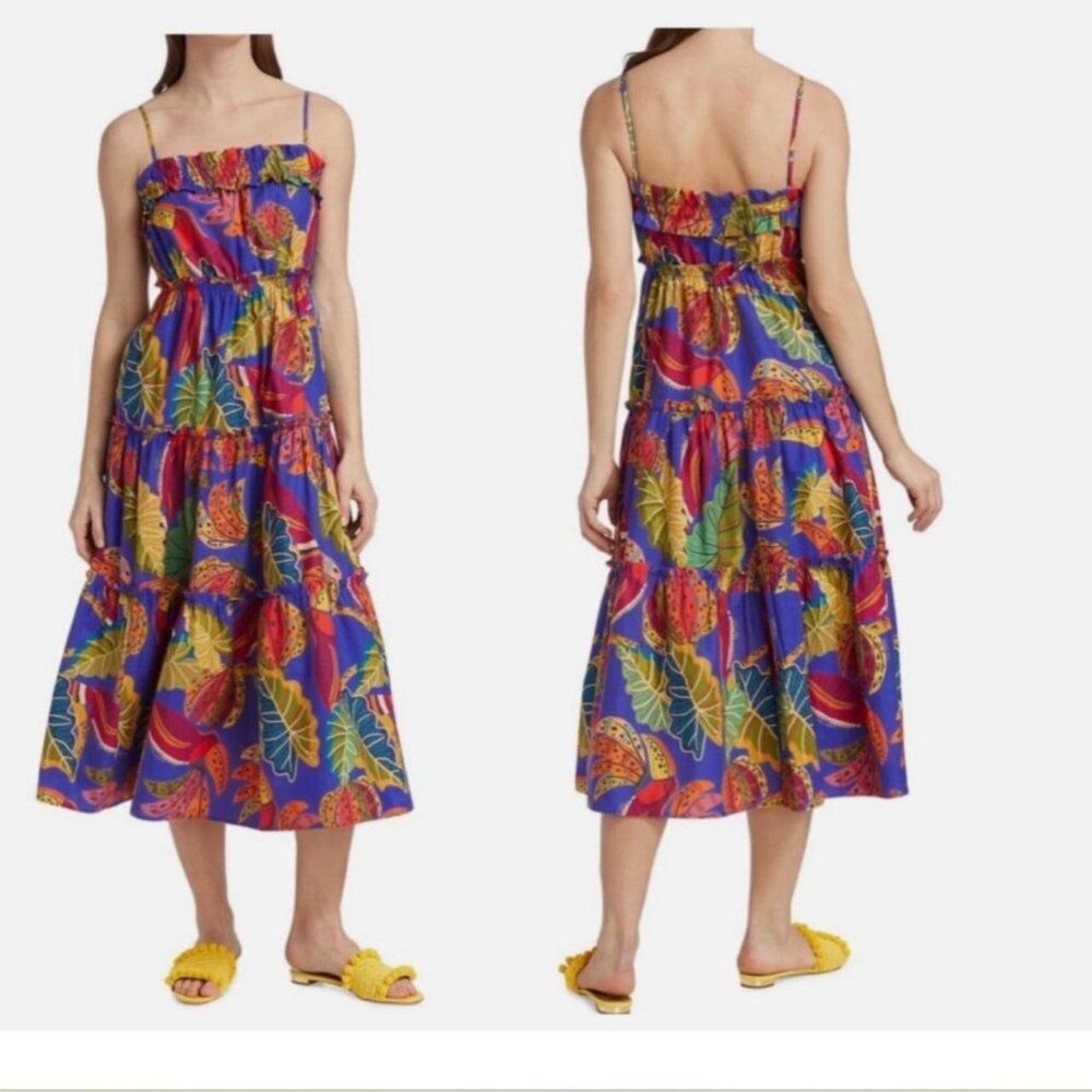 Farm Rio Beaks and Bananas Midi Dress XS